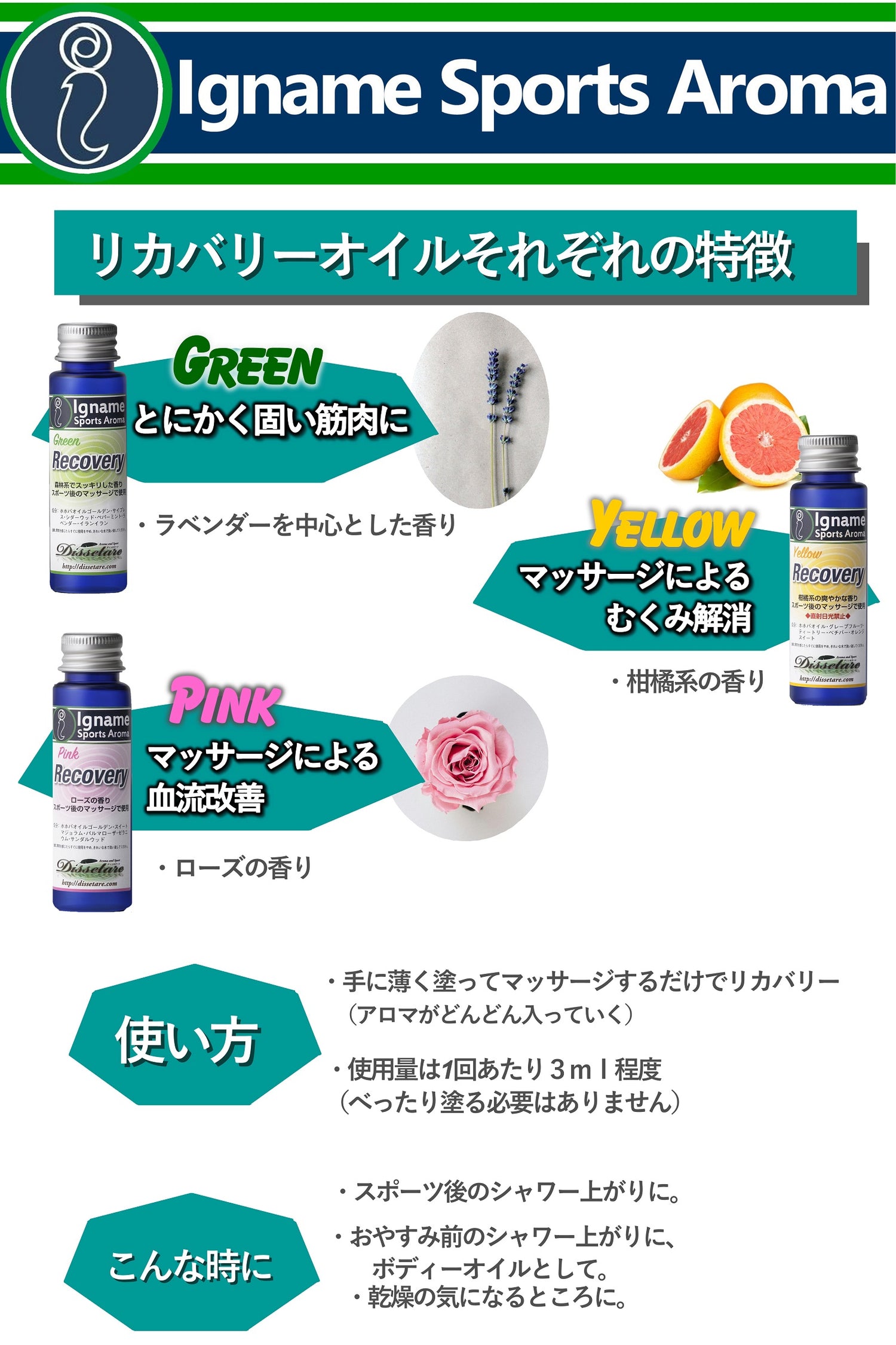リカバリーオイル(3色3本セット)