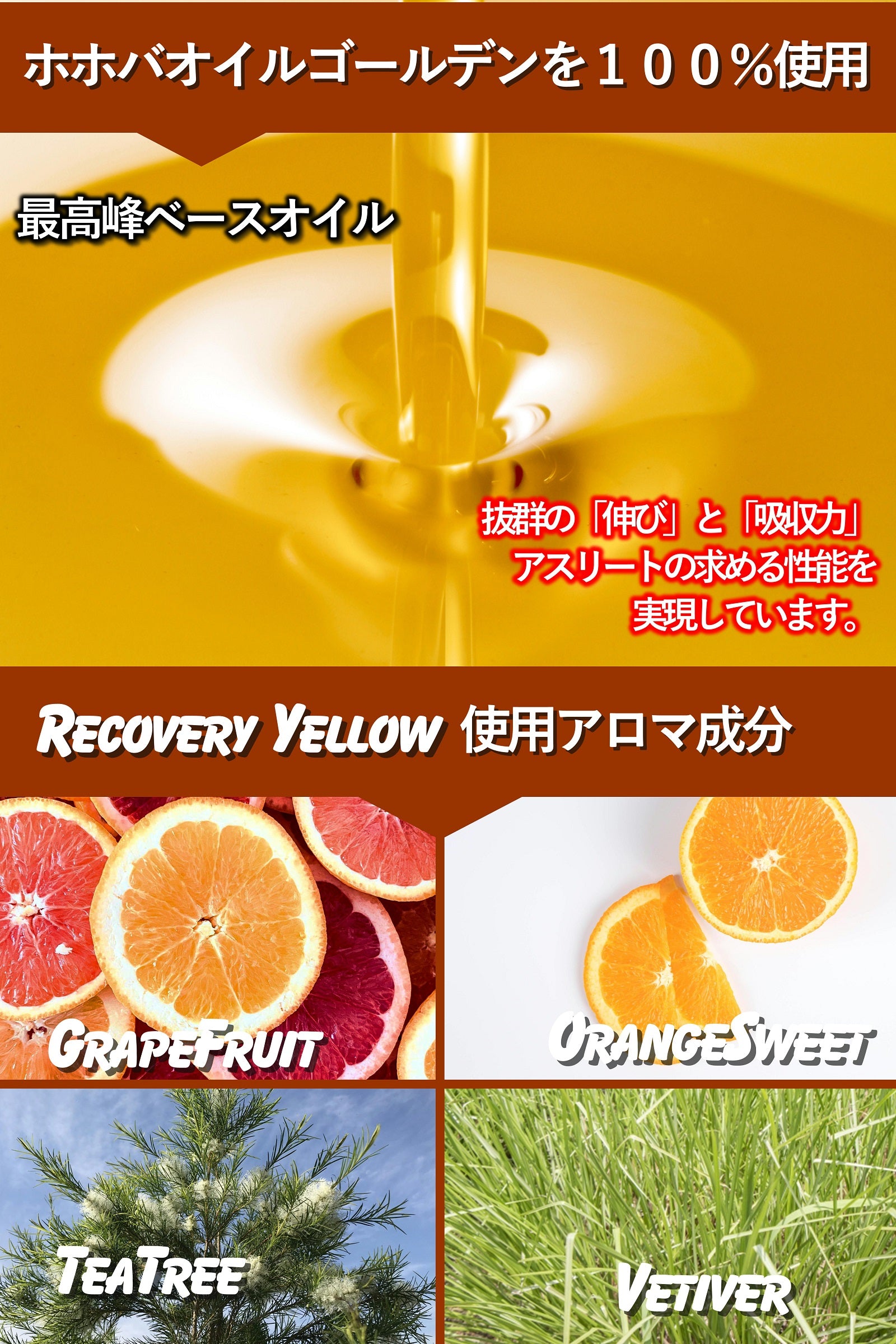 Recovery ～ Yellow　爽やかな柑橘系の香り。はりが気になるときに